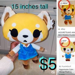 $5 Aggretsuko Calm Manga Plush 15” tall