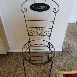 Ice Cream Parlor Black Metal Chair Plant Stand Plant Holder 