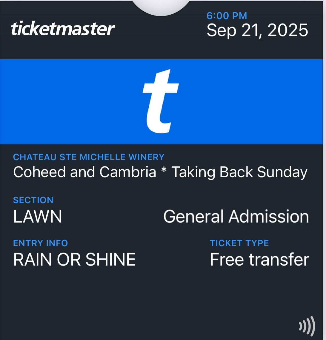 2 GA Coheed And Cambria &Taking Back Sunday tickets