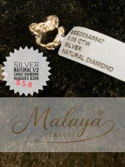 1/2 carat natural diamonds set in silver