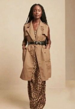NEW Banana Republic Trench Double Brested Style Khaki Button Dress Women Size 2 XS-S