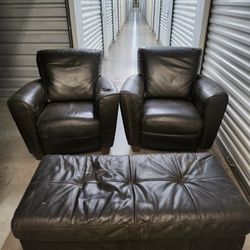 Natuzzi Chairs & Ottoman Set