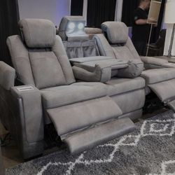 The Man-Den Italian Leather Power Recliner Sofa Couch Same Day Delivery