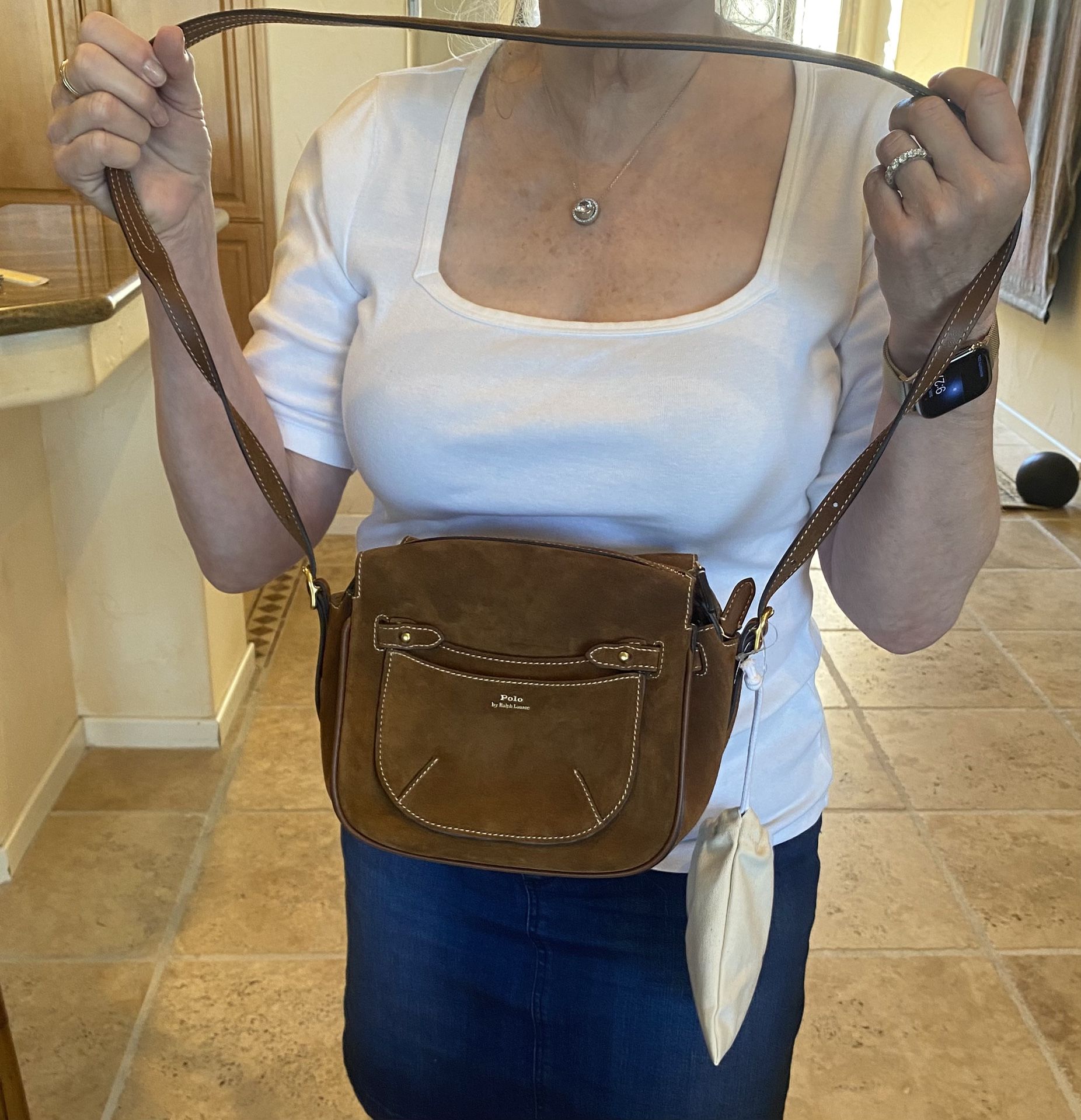 New Polo Ralph Lauren Mini Suede Satchel