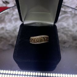 14k Gold, Chocolate Diamond Wave Ring 