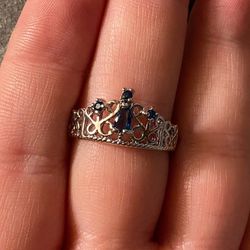 Sapphire Crown Ring 925 Size 8