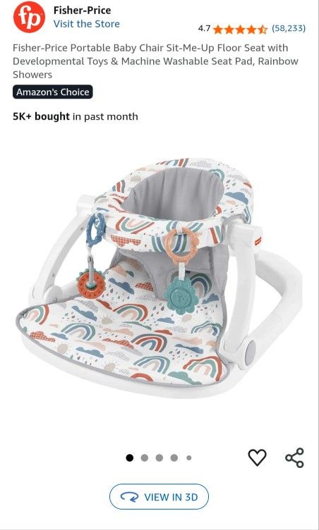 Fisher-Price Portable Baby Chair Sit-Me-Up Floor Seat 