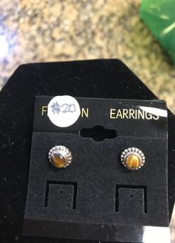 Tigers eye sterling silver earrings