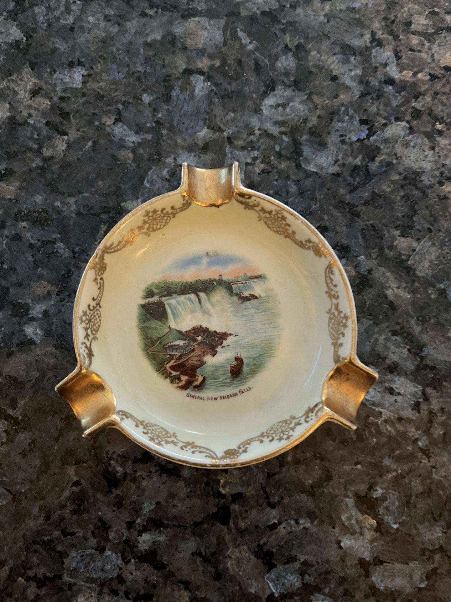 Vintage Porcelain General View Niagara Falls Ashtray