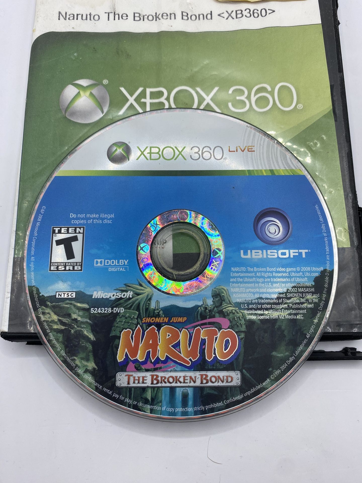Naruto: The Broken Bond (Microsoft Xbox 360, 2008) Disc Only Tested Authentic