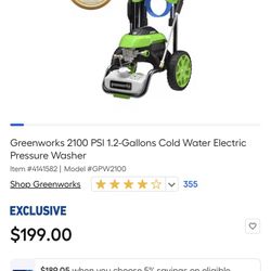 Greenworks 2100 PSI 1.2-GPM Cold Water Electric Pressure Washer 