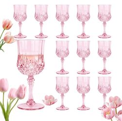 LEYIQU Plastic Wine Glasses, Plastic Goblets Vintage Style Cordial Unbreakable Drinking Glasses,Reusable Drinkware For Wedding Reception, Grand Event 