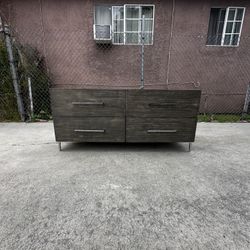 CB2 Link Grey Wash Acadia Low Boy Dresser Chest Of Drawers Cabinet Tv Stand