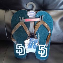 San Diego Padres Women's Forever Collectibles Glitter Flip Flop Sandals - Available in Small and Medium