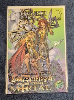 LADY PENDRAGON / MORE THAN MORTAL PREVIEW SIGNED x3 SCOTT NORTON FIRCHOW 1999 NM
