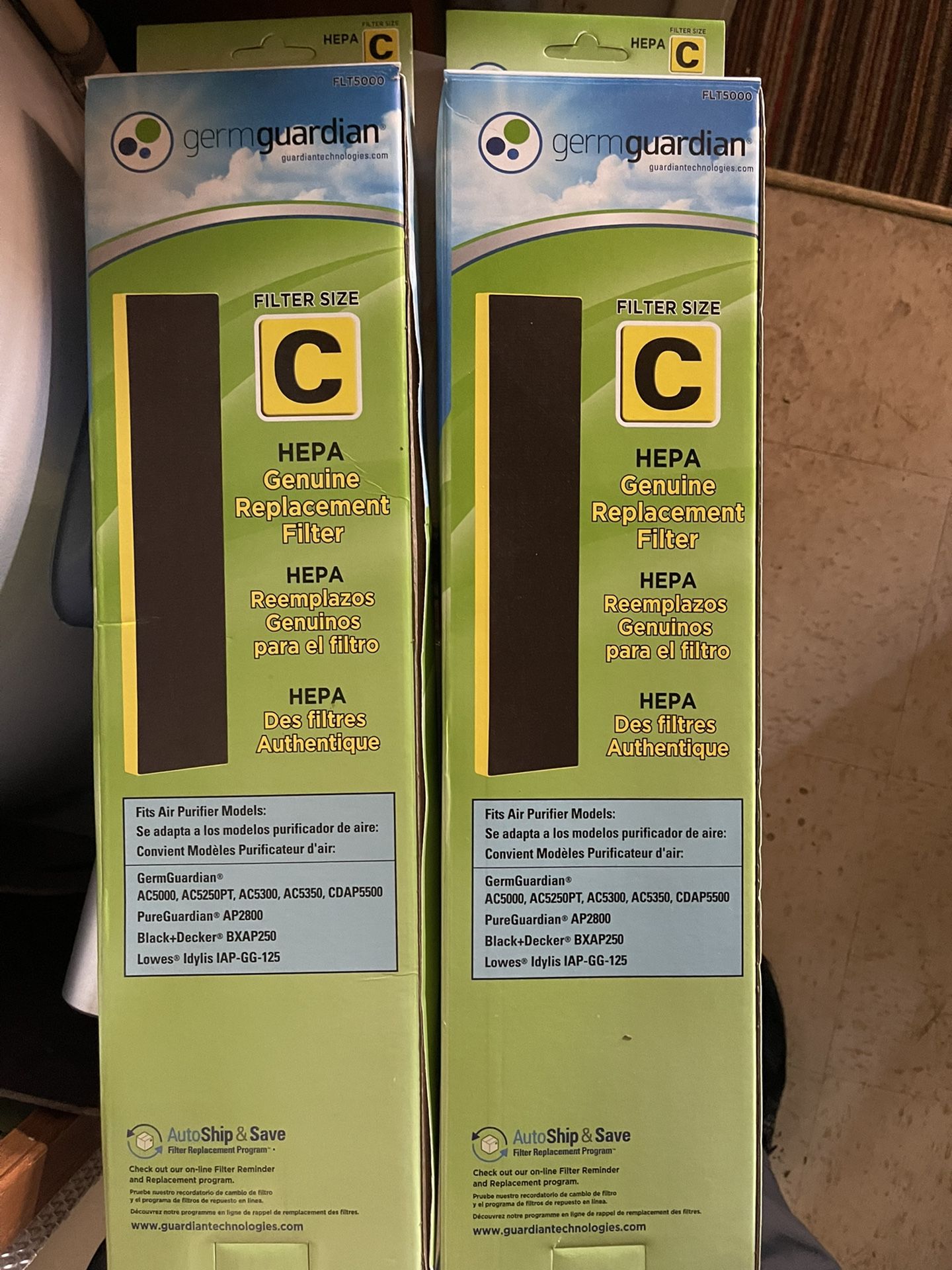 C Style Hepa Air Purifier Filters 2 Pack Brand New! Germ Gaurdian.