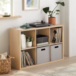 13" 6 Cube Organizer Natural - Brightroom: Multicolor Bookshelf with 6 Shelves