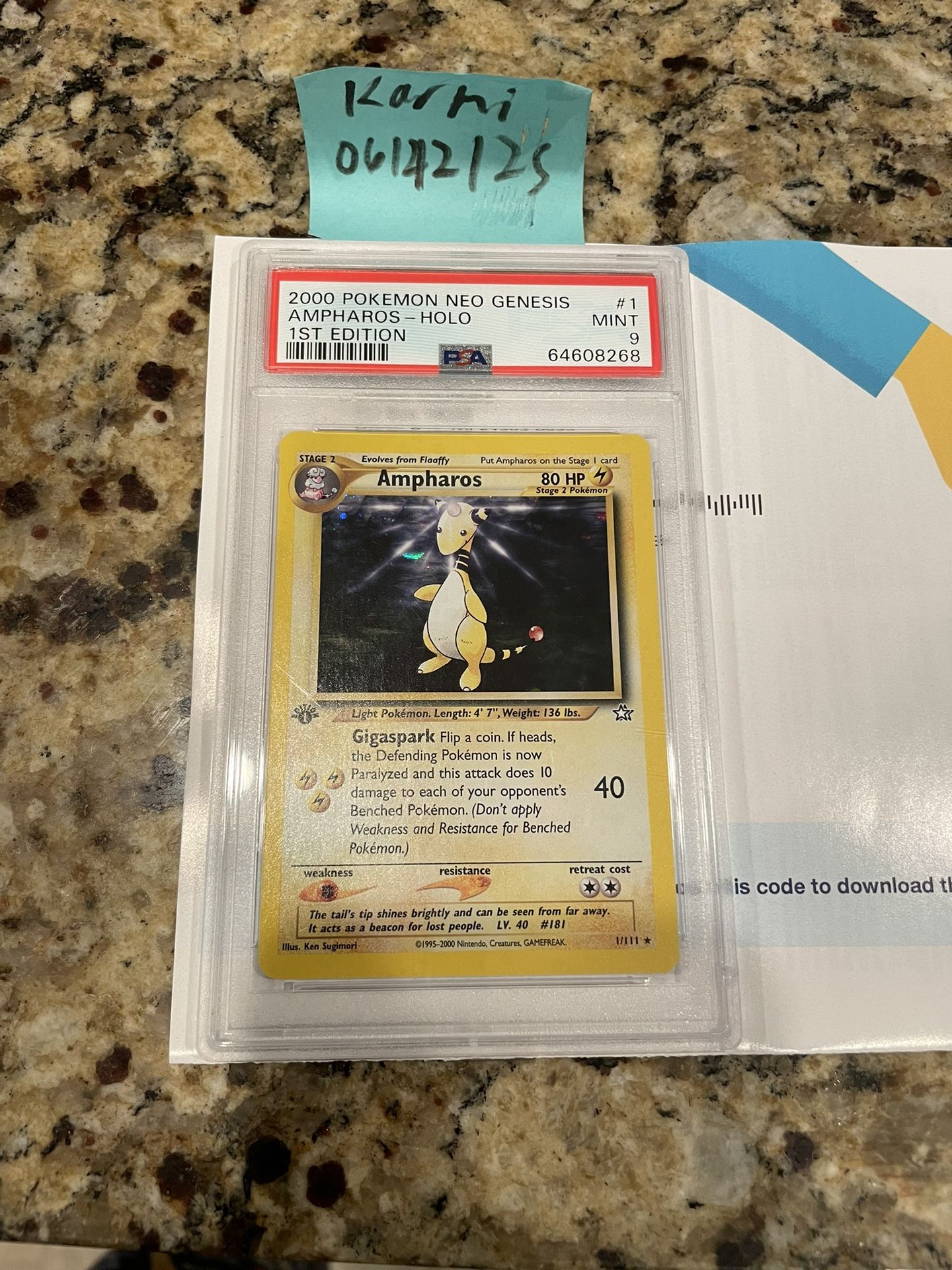 Pokemon Cards: 1st Edition Neo Genesis PSA 9 Ampharos