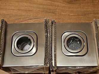 (2) Utilitech 4 inch GU10 Square Brushed Steel Kit #155285 New in open Box.