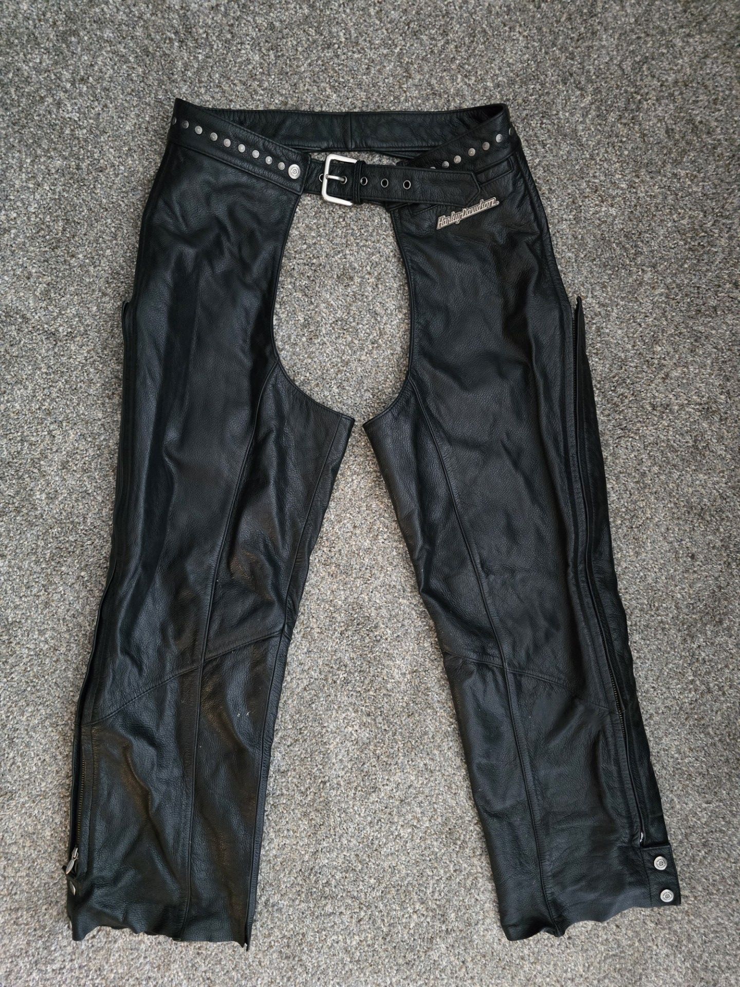 Authentic Harley Davidson Women's Leather Motorcycle Chaps Large