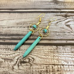 Turquoise Quartz Earrings Gold Color