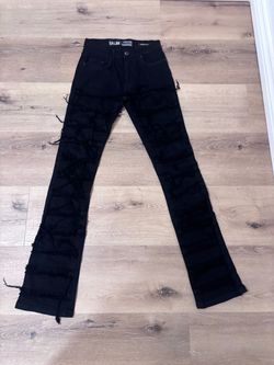 Spark Premium Black Ripped Stacked Jeans 29/36