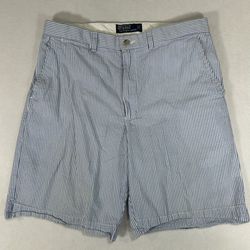 Polo Ralph Lauren Shorts Mens Blue White Striped Seersucker Chino Size 34