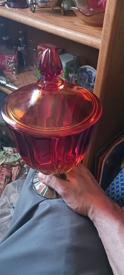 L.E SMITH Amberina Candy Dish