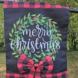 $45.00 - 39" CHRISTMAS DOUBLE SIDED HOME FLAG, 3D RIBBONS!  Gorgeous Colors & Design Pattern (Pole Not Included)  New Condition!!!