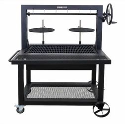 Even Embers 36 in. Santa Maria Charcoal and Wood Grill in Black