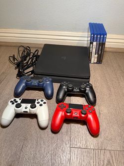 Sony PlayStation 4 Slim Bundle with 4 Controllers and Games