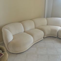 Vintage Postmodern Weiman Kagan 3 Piece Sofa Couch In White 