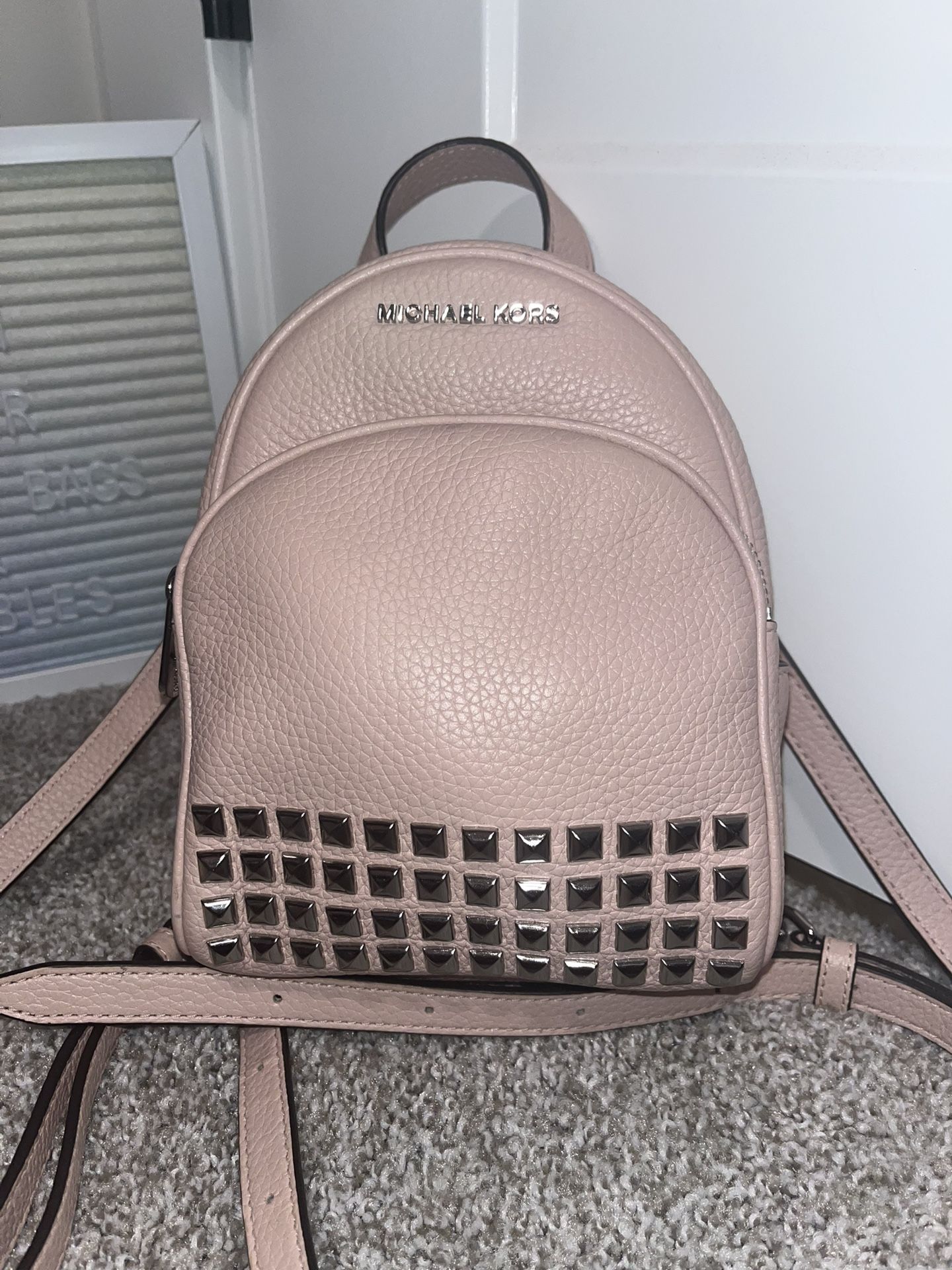 Michael Kors Studded Abbey Pink Backpack