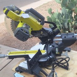 RYOBI 14 Amp Corded 10 in. Compound Miter Saw - Ryobi TSS103 Miter Saw - Green/Black