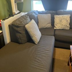L shaped Dark Grey Couch 