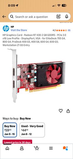 HP L39870-001 AMD Radeon R7 430 2GB PCI Express Dual DisplayPort Video Card GPU