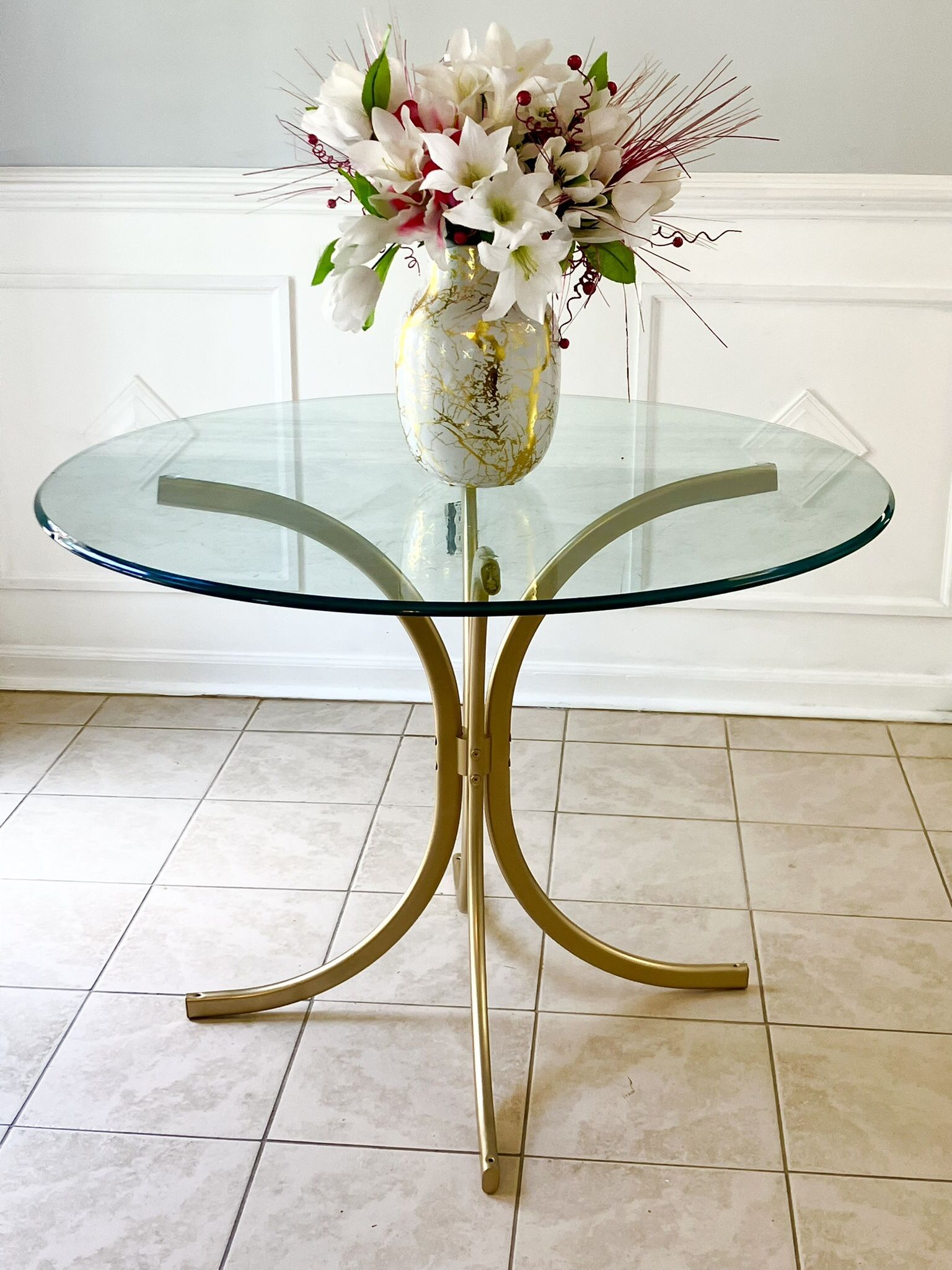 Gold And Glass Dining Table