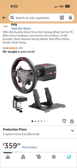 Simracing PXN VD6 bundle (wheel, wheelbase, pedals)