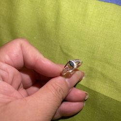 Real 925 Sterling Silver Blue Sapphire Wedding Ring Size 9