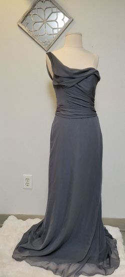 Jim Hjelm Occasions Grey One-Shoulder Gown Size 8