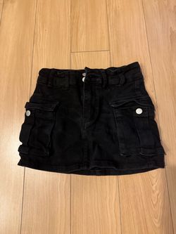 Black Denim Cargo Mini Skirt xs