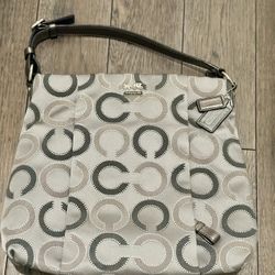 Authentic Coach Signature Stripe Shoulder Bag & Matching Wallet Set – LIKE NEW