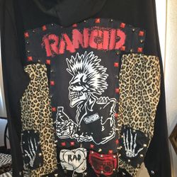 Diy Punk Hoodie Studs Patches 2xl