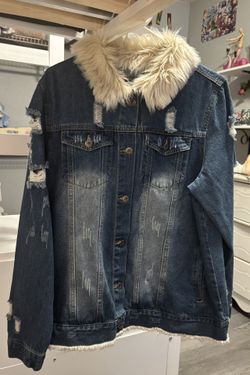 Distressed Denim Jacket (XL)