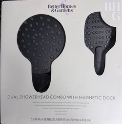 Better Homes & Gardens Dual Shower Head Combo, Magnetic Dock, Matte Black, 6 Spray Settings