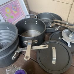 Camping Pots, Pans, And Steamer With Lids