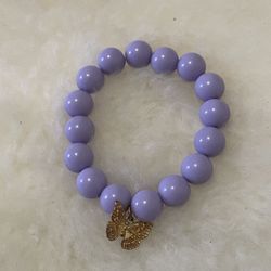 Purple Beaded Bracelet With Butterfly Charm