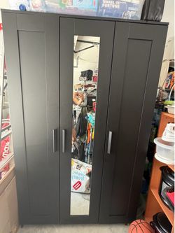 IKEA BRIMNES 3-Door Wardrobe with Mirror – Black – Excellent Condition