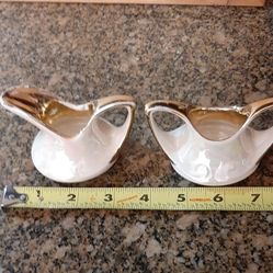 Iridescent glaze &  gold mini sugar bowl & creamer.