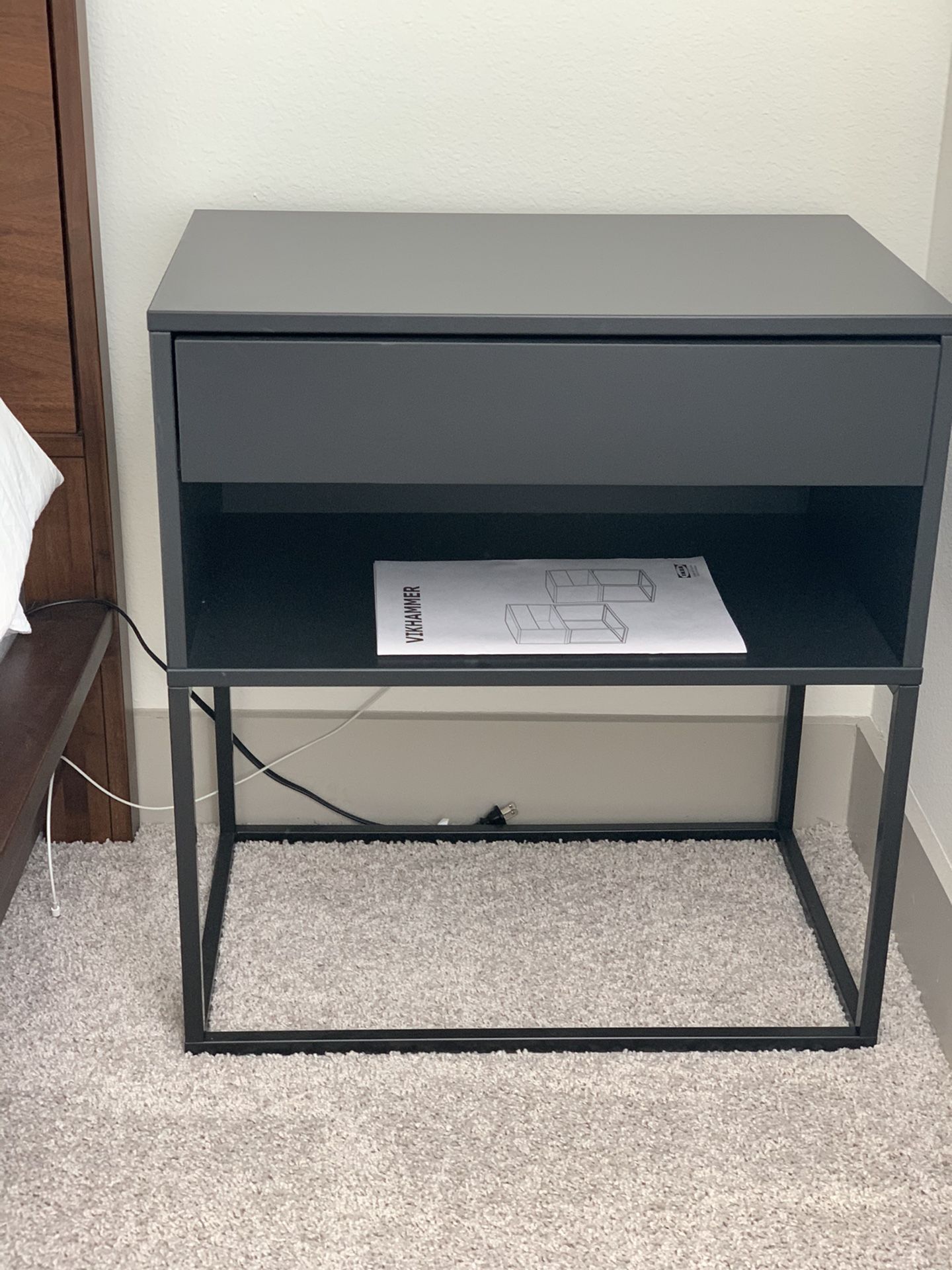 NEW Black Nightstand - IKEA Vikhammer